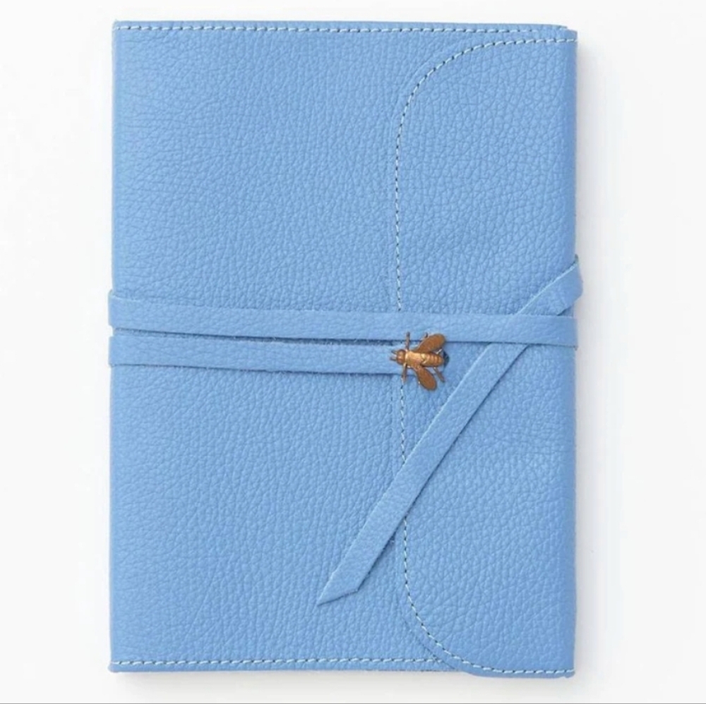 ❤️BUY 2 GET 1 FREE Avio Leather Journal with lace,Brass Bee ornament,IVORY edges